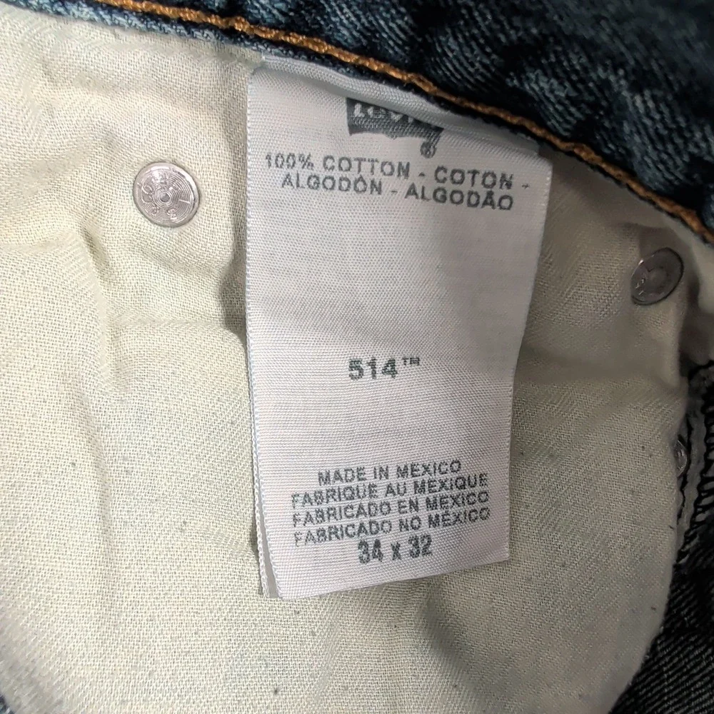 Levi's 514 Jeans Mens 34x32 Blue Straight Fit Denim Workwear Casual Everyday